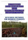 Solution manual for research methods for business students 8th edition mark saunders
