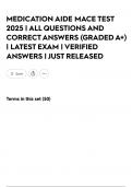 MEDICATION AIDE MACE TEST 2025 &vert; ALL QUESTIONS AND CORRECT ANSWERS &lpar;GRADED A&plus;&rpar; &vert; LATEST EXAM &vert; VERIFIED ANSWERS &vert; JUST RELEASED