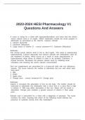 2023-2024 HESI Pharmacology V1 Questions And Answers