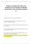 NURS 421 COMMUNITY HEALTH NURSING EXAM 2025&sol;2026 VERIFIED  QUESTIONS AND ANSWERS GRADED A&plus;