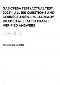 GAS CFESA TEST &lpar;ACTUAL TEST 2025&rpar; &vert; ALL 100 QUESTIONS AND CORRECT ANSWERS &vert; ALREADY GRADED A&plus; &vert; LATEST EXAM &vert; VERIFIED ANSWERS