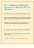 DCF FL Child Care &lpar;CGDR&rpar; Child Growth and Development &lpar;2025&rpar; exam &lpar;184 questions&rpar; with answers 