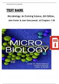 TEST BANK FOR Microbiology&colon; An Evolving Science 6th Edition by Joan L&period; Slonczewski&comma; John W&period; Foster & Erik R&period; Zinser &comma; ISBN&colon; 9781324033523 Chapter 1-28 &vert;All Chapters Verified&vert; Guide A&plus;