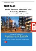 TEST BANK FOR ISE Business and Society&colon; Stakeholders&comma; Ethics&comma; Public Policy by Anne T&period; Lawrence & James Weber &comma; ISBN&colon; 9781265079246 Chapters 1-19 &vert;All Chapters Verified&vert; Guide A&plus;