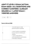 ASNT VT LEVEL II EXAM &lpar;ACTUAL EXAM 2025&rpar; &vert; ALL QUESTIONS AND CORRECT ANSWERS &vert; ALREADY GRADED A&plus; &vert; LATEST EXAM &vert; VERIFIED ANSWERS