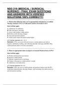 NSG 219 &lpar;MEDICAL &sol; SURGICAL NURSING&rpar; - FINAL EXAM QUESTIONS AND ANSWERS WITH VERIFIED SOLUTIONS 100&percnt; CORRECT&excl;&excl;&excl;