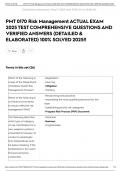 PMT 0170 Risk Management ACTUAL EXAM 2025 TEST COMPREHENSIVE QUESTIONS AND VERIFIED ANSWERS &lpar;DETAILED & ELABORATED&rpar; 100&percnt; SOLVED 2025&excl;&excl;