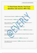 VA Real Estate Moseley Test Exam Questions And Answers 100&percnt; Pass