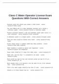 Class C Water Operator License Exam Questions With Correct Answers