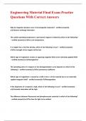 Engineering Material Final Exam Practice Questions With Correct Answers
