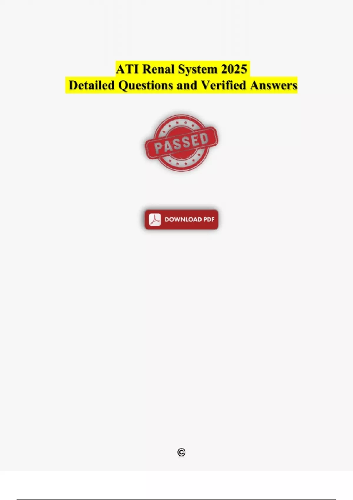 ATI Renal System 2025 | Detailed Questions and Verified Answers - ATI ...