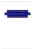 Biological Psychology&comma; 13th Edition&comma; James W&period; Kalat Test Bank