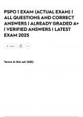 PSPO 1 EXAM &lpar;ACTUAL EXAM&rpar; &lowbar; ALL QUESTIONS AND CORRECT ANSWERS &lowbar; ALREADY GRADED A&plus;