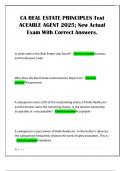 CA REAL ESTATE PRINCIPLES Test ACEABLE AGENT 2025&semi; New Actual Exam With Correct Answers&period;
