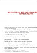 BIOLOGY 1001&comma; DR&period; NITA&comma; FINAL EXAM QUESTIONS AND CORRECT ANSWERS