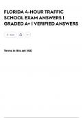 FLORIDA 4-HOUR TRAFFIC SCHOOL EXAM ANSWERS &vert; GRADED A&plus; &vert; VERIFIED ANSWERS