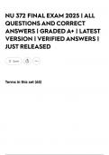 NU 372 FINAL EXAM 2025 &vert; ALL QUESTIONS AND CORRECT ANSWERS &vert; GRADED A&plus; &vert; LATEST VERSION &vert; VERIFIED ANSWERS &vert; JUST RELEASED