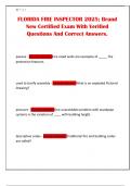 FLORIDA FIRE INSPECTOR 2025&semi; Brand New Certified Exam With Verified Questions And Correct Answers&period;