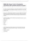 MMG 301 Exam 1 Unit 1 Evaluation questions with verified answers to pass