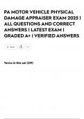 PA MOTOR VEHICLE PHYSICAL DAMAGE APPRAISER EXAM 2025 &vert; ALL QUESTIONS AND CORRECT ANSWERS &vert; LATEST EXAM &vert; GRADED A&plus; &vert; VERIFIED ANSWERS