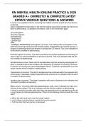 RN MENTAL HEALTH ONLINE PRACTICE A 2025 GRADED A&plus; CORRECTLY & COMPLETE LATEST UPDATE VERIFIED QUESTIONS & ANSWERS