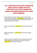 CLC- CERTIFIED LACTATION COUNSELOR  EXAM &lpar;STUDY CARDS FOR ALPP  CERTIFIED LACTATION COUNSELOR  EXAM&rpar; 2025 BRAND NEW ACTUAL EXAM  WITH ANSWERS&period; 