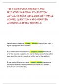 TEST BANK FOR MATERNITY AND PEDIATRIC NURSING&comma; 9TH EDITION ACTUAL NEWEST EXAM 2025 WITH WELL SORTED QUESTIONS AND VERIFIED ANSWERS ALREADY GRADED A&plus;