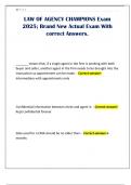 LAW OF AGENCY CHAMPIONS Exam 2025&semi; Brand New Actual Exam With correct Answers