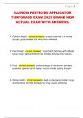 ILLINOIS PESTICIDE APPLICATOR  TURFGRASS EXAM 2025 BRAND NEW  ACTUAL EXAM WITH ANSWERS&period;