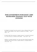DOD GOVERNMENT PURCHASE CARD REFRESHER TRAINING TEST WITH ANSWERS