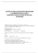 AGENCY ORGANIZATION PROGRAM COORDINATOr A OPC CERTIFICATION EXAM WITH ALL ANSWERS