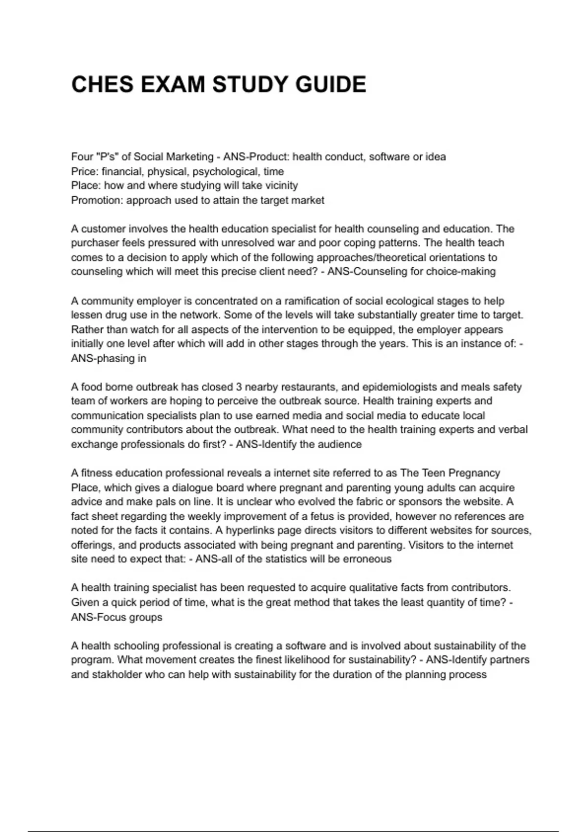 CHES EXAM STUDY GUIDE NEWEST 2025/2026 ACTUAL COMPLETE QUESTIONS AND ...