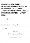 FINANCIAL STATEMENT MODELING 2025 EXAM &vert; ALL 80 QUESTIONS AND CORRECT ANSWERS &vert; ALREADY GRADED A&plus; &vert; VERIFIED ANSWERS &vert; LATEST EXAM