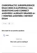 CHIROPRACTIC JURISPRUDENCE EXAM 2025 &lpar;CALIFORNIA&rpar; &vert; ALL QUESTIONS AND CORRECT ANSWERS &vert; ALREADY GRADED A&plus; &vert; VERIFIED ANSWERS &vert; NEWEST EXAM
