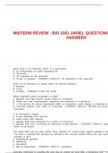 MIDTERM REVIEW - BIO 1001 JARIEL QUESTIONS AND CORRECT ANSWERS