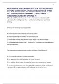 RESIDENTIAL BUILDING INSPECTOR TEST EXAM 2025 ACTUAL EXAM COMPLETE EXAM QUESTIONS WITH DETAILED VERIFIED ANSWERS &lpar;100&percnt; CORRECT ANSWERS&rpar; &sol;ALREADY GRADED A&plus;