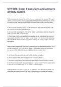 NTR 301&colon; Exam 1 questions and answers already passed