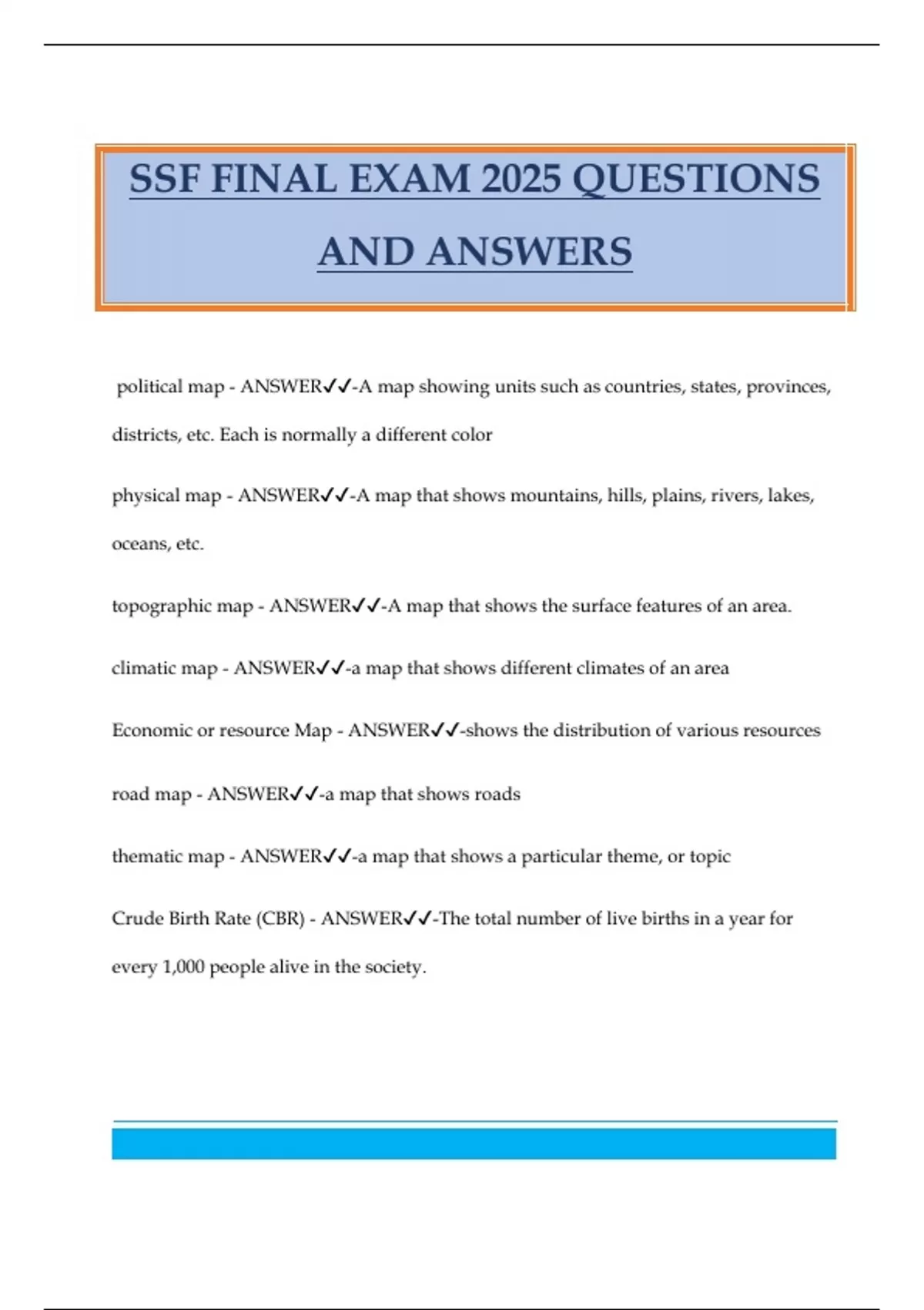 SSF FINAL EXAM 2025 QUESTIONS AND ANSWERS - SSF - Stuvia US