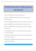 IB SEHS Exam Review 2025 Questions and Answers