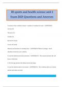 IB sports and health science unit 1 Exam 2025 Questions and Answers