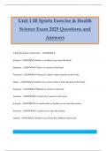 Unit 1 IB Sports Exercise & Health Science Exam 2025 Questions and Answers