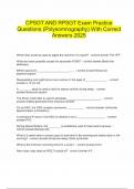  CPSGT AND RPSGT Exam Practice Questions &lpar;Polysomnography&rpar; With Correct Answers 2025