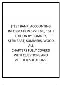 Test Bank For Accounting Information Systems&comma; 15th Edition by Romney&comma; Steinbart&comma; Summers&comma; Wood all chapters  Fully Covered With Questions And Verified Solutions&period;