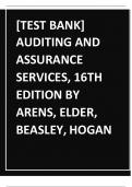 TEST BANK AUDITING AND ASSURANCE SERVICES&comma; 16TH EDITION BY ARENS&comma; ELDER&comma; BEASLEY&comma; HOGAN ALL CHAPTERS COMPLETE AND EXAM QUESTIONS AND VERIFIED SOLUTIONS RATED 5 STARS NEW&excl;&excl;&excl;&lowbar;