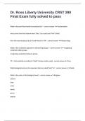 Dr&period; Ross Liberty University CRST 290 Final Exam fully solved to pass