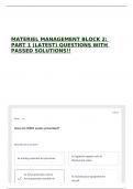 MATERIEL MANAGEMENT BLOCK 2&colon; PART 1 &lpar;LATEST&rpar; QUESTIONS WITH PASSED SOLUTIONS&excl;&excl;