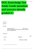 DOL Know ledge Test Study Guide questions and answers already graded A&plus;