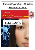 Test Bank for Biological Psychology &lpar;13th Edition&rpar; by James W&period; Kalat &ndash; All Chapters 1&ndash;14 Complete