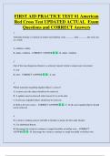 FIRST AID PRACTICE TEST &num;1 American  Red Cross Test UPDATED ACTUAL  Exam  Questions and CORRECT Answers 