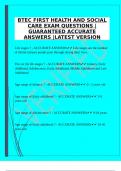  BTEC FIRST HEALTH AND SOCIAL CARE EXAM QUESTIONS &vert;GUARANTEED ACCURATE ANSWERS &vert;LATEST VERSION